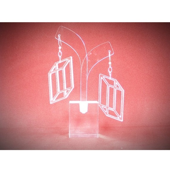 Transparent Prism Earrings - Monoclinic Lucite - Picture 5 of 5